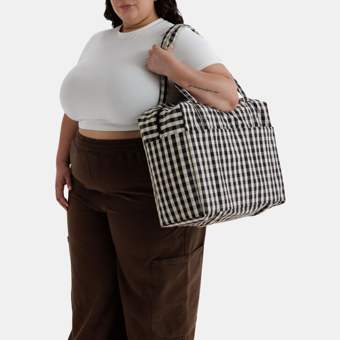 Black and Cream Gingham Cloud Carry-On