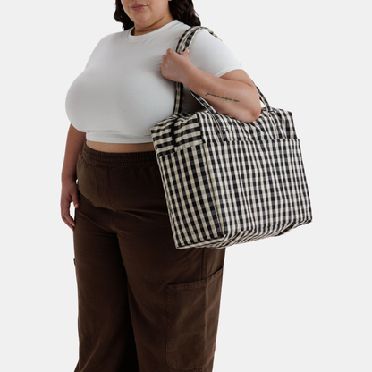 Black and Cream Gingham Cloud Carry-On