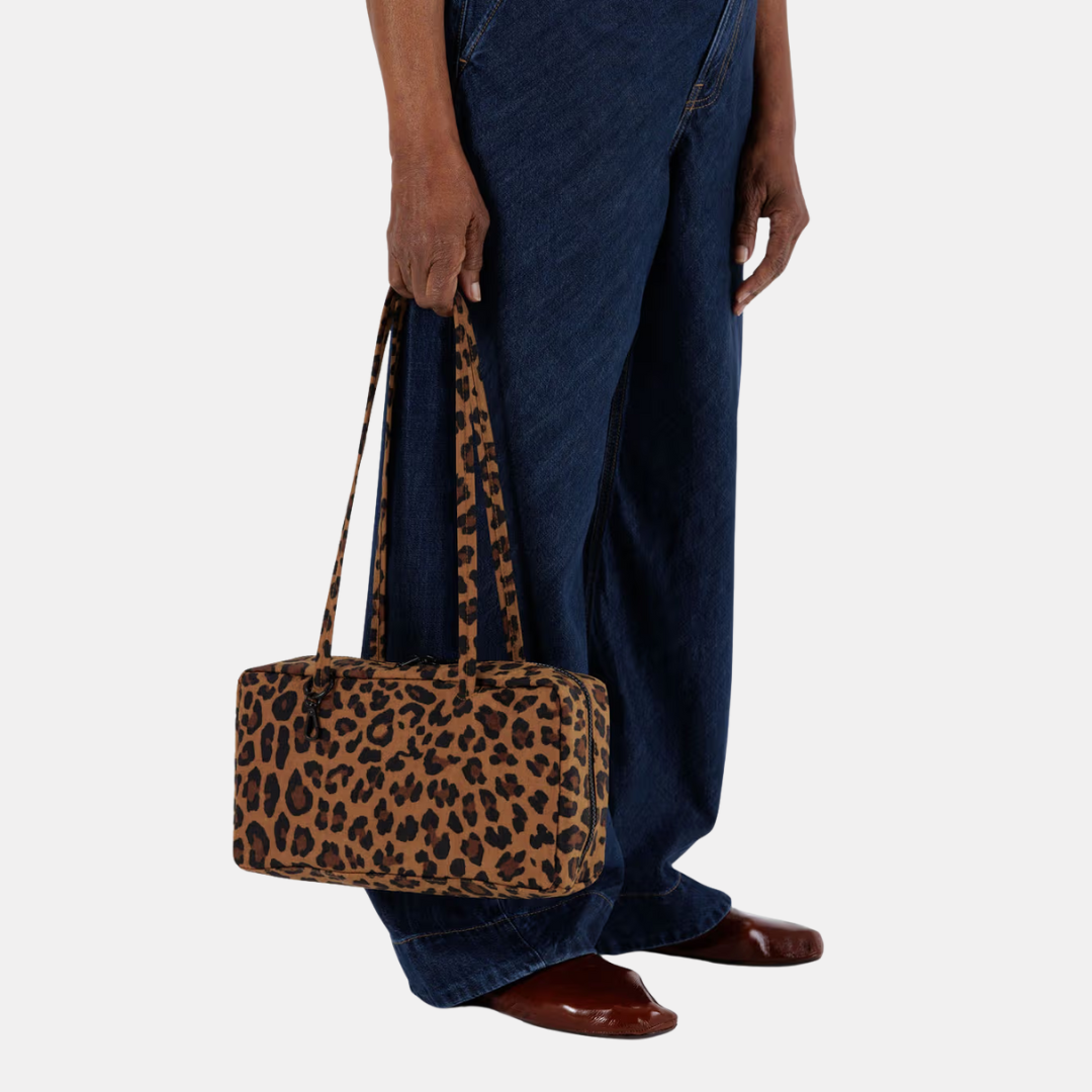 Leopard Small Nylon Bowler Bag