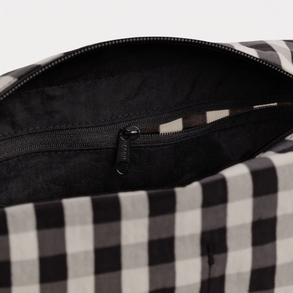 Black and Cream Gingham Dopp Kit