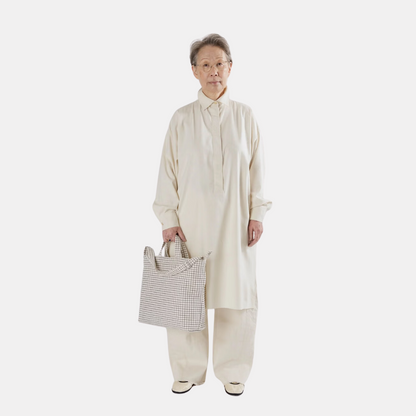 Natural Grid Horizontal Duck Tote