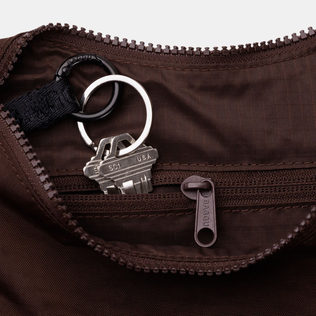 Coffee Small Nylon Crescent Bag