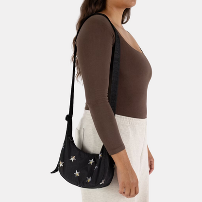 Stars Small Nylon Crescent Bag