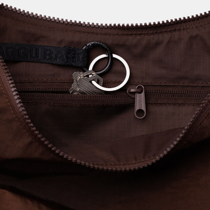Coffee Medium Nylon Crescent Bag