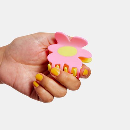 Yellow + Pink Flower Hair Claw