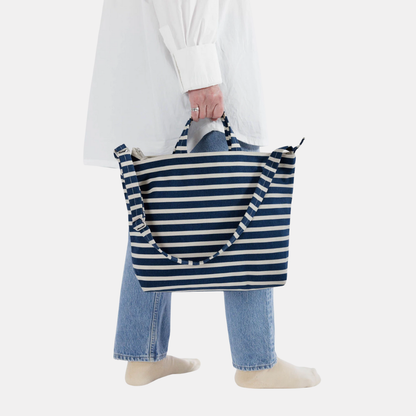 Navy Stripe Horizontal Duck Tote
