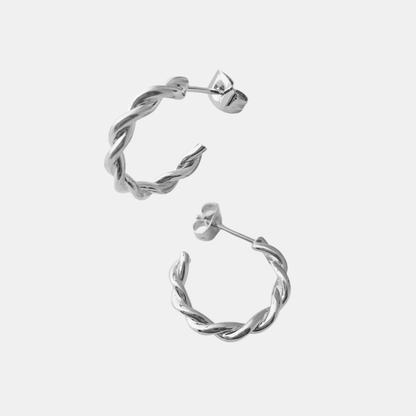 Silver Thick Twist Hoops