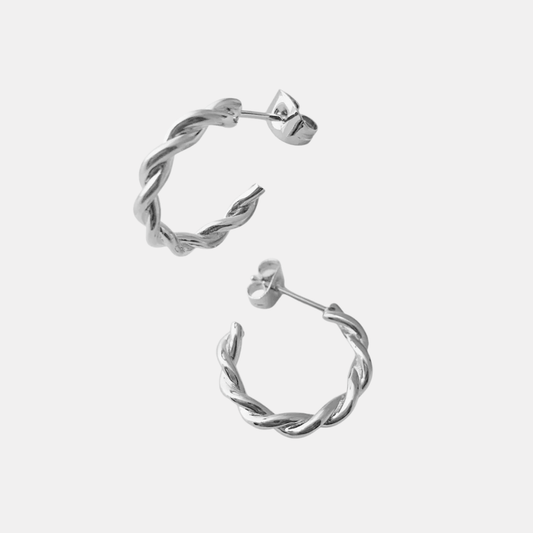 Silver Thick Twist Hoops