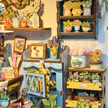 Blue Blossom Flower Shop Book Nook DIY Miniature Kit