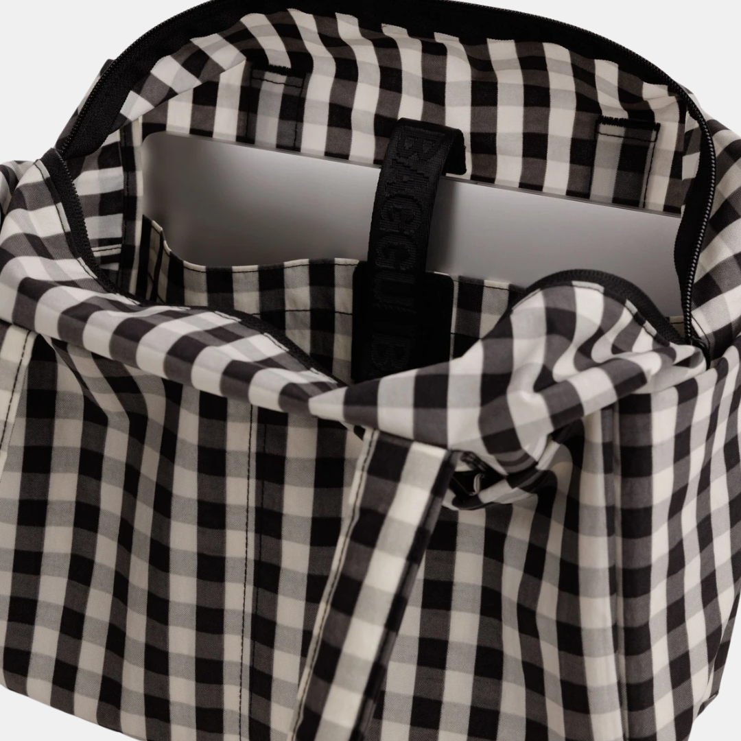 Black and Cream Gingham Everyday Cloud Bag