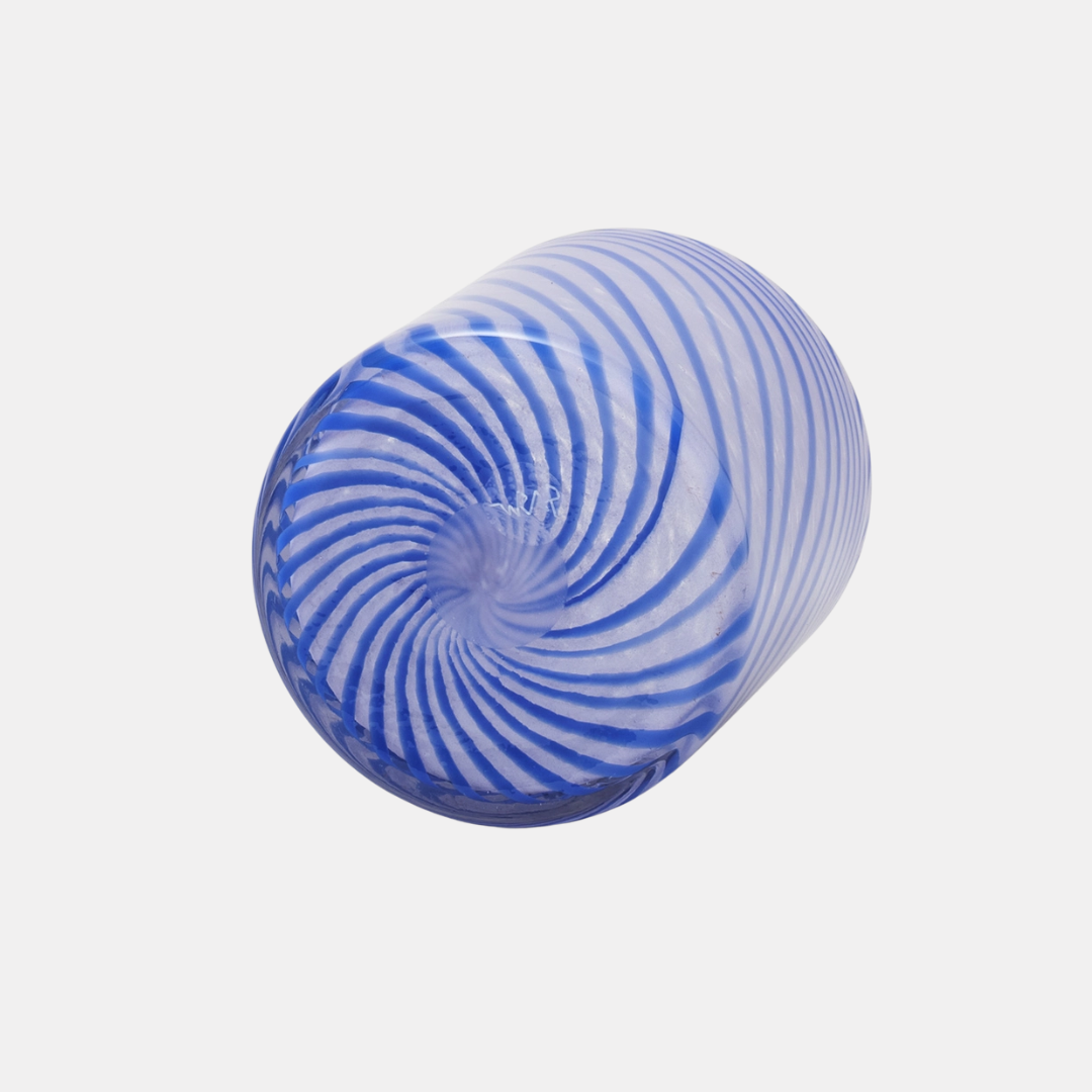 Blue Medium Spiral Glass Planter