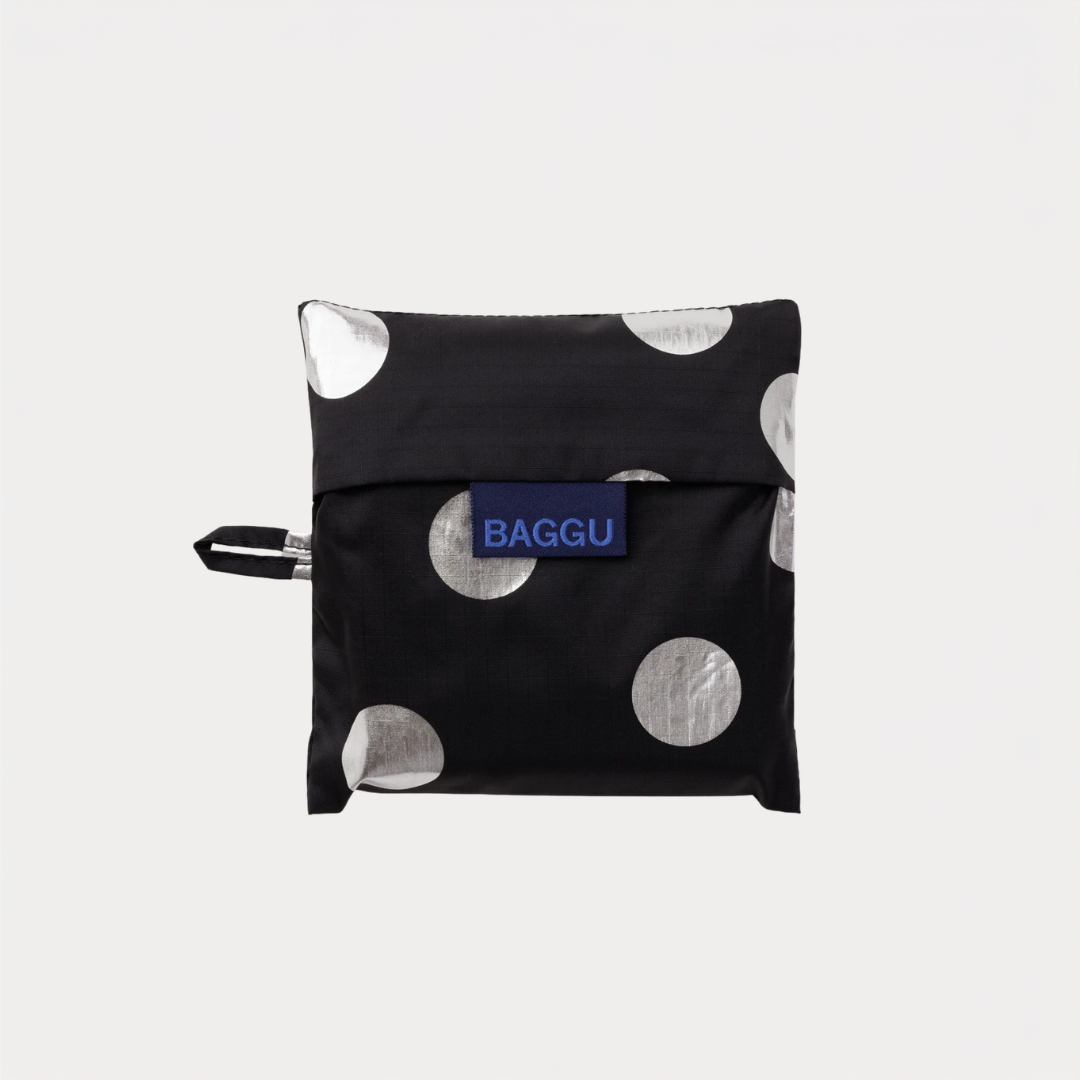 Silver Metallic Polka Dot Standard Baggu