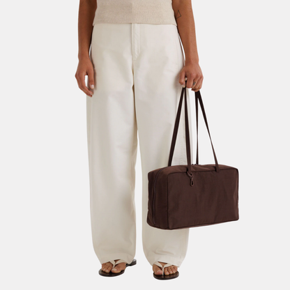 Coffee Medium Nylon Bowler Bag
