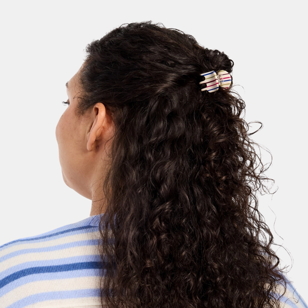 Vanilla Stripe Mini Hair Claw