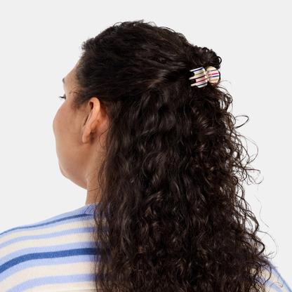 Vanilla Stripe Mini Hair Claw