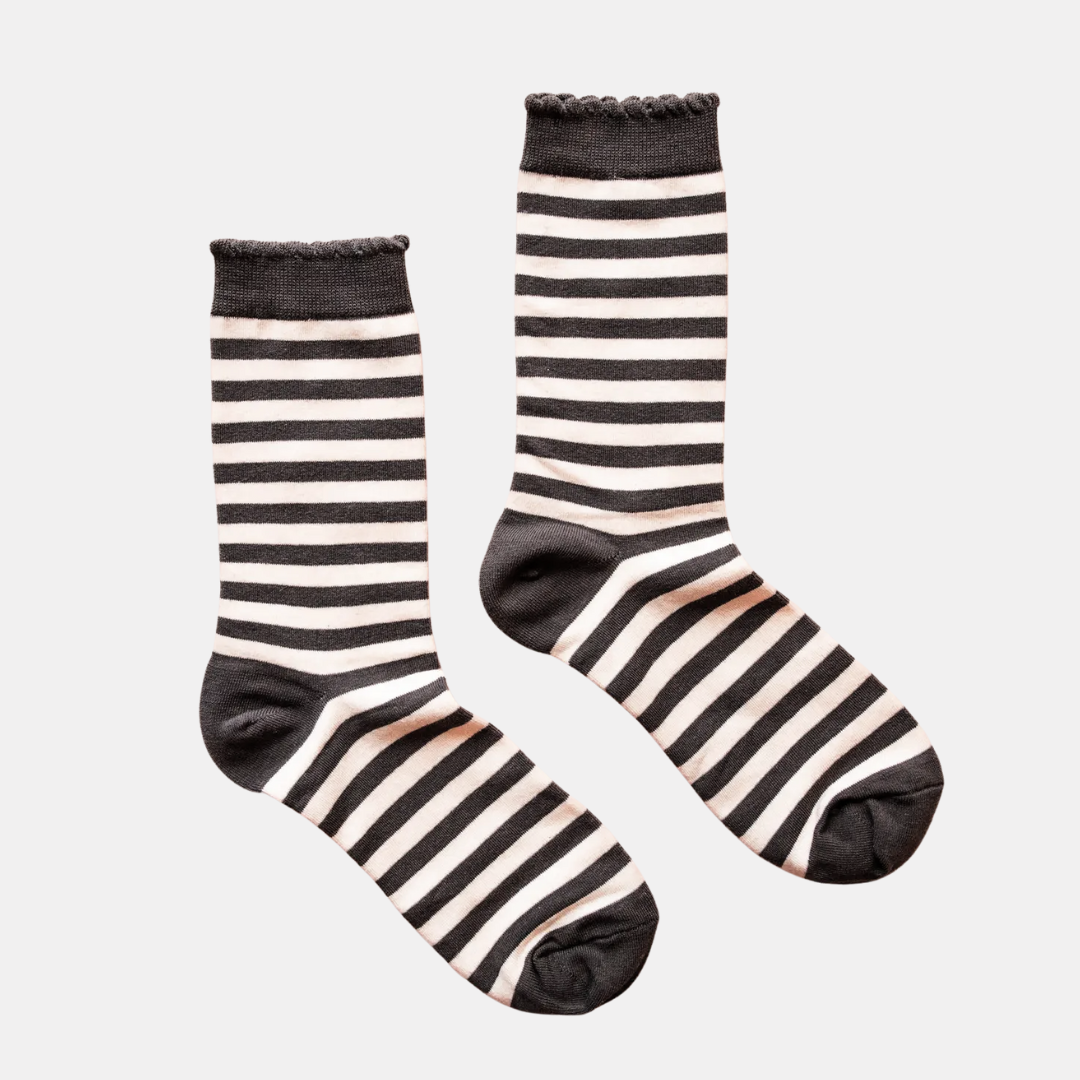 Striped Ruffle Edge Socks