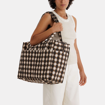 Blurred Brown Gingham Cloud Carry-On