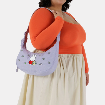 Embroidered Miffy Medium Nylon Crescent Bag