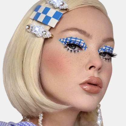 Blue Checker Barrette