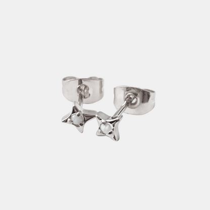 Silver Lucky Opal Origami Star Studs