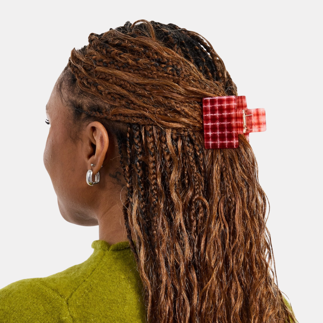 Red Plaid Midi Box Claw