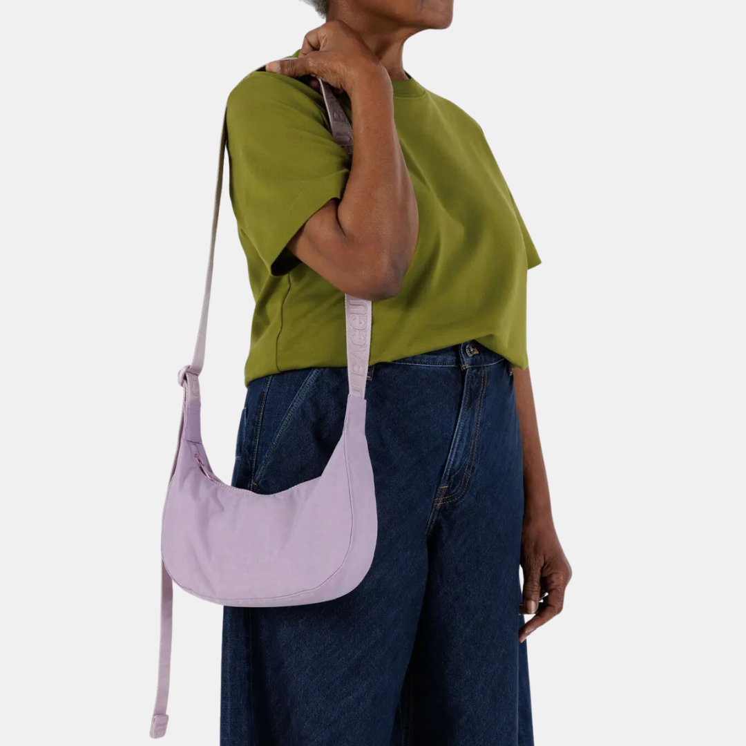 Dusty Pink Small Nylon Crescent Bag