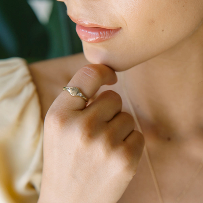 Gold Flora Signet Ring