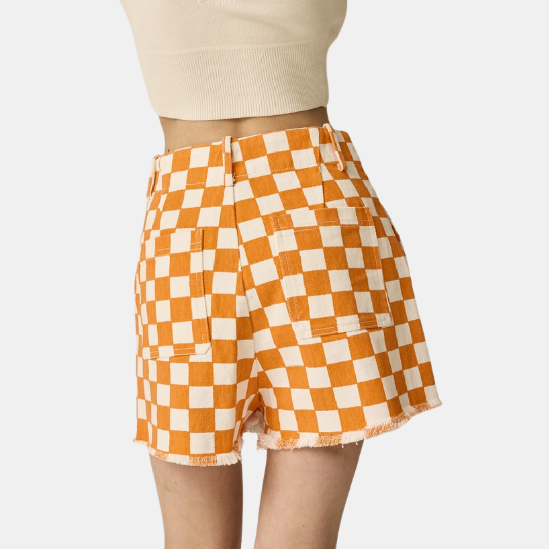 Orange Checker Shorts