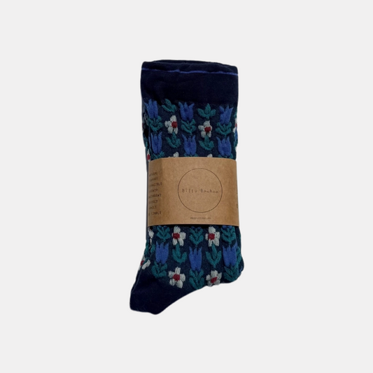 Navy Tulip Socks