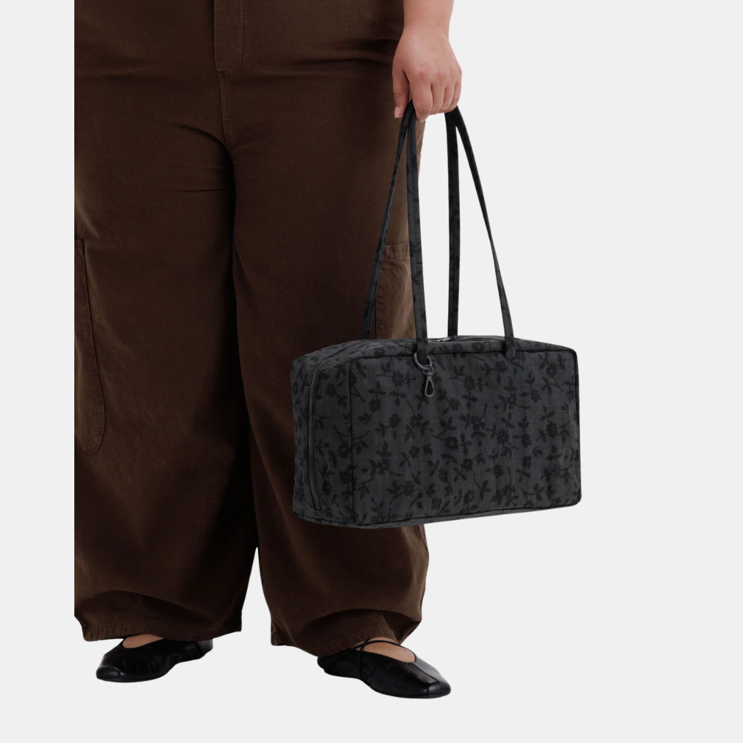 Charcoal Ditsy Floral Medium Nylon Bowler Bag