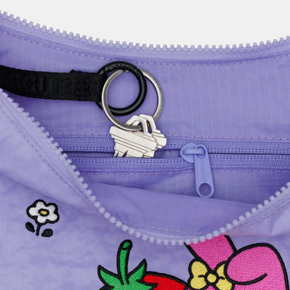 Embroidered My Melody Strawberry Medium Nylon Crescent Bag