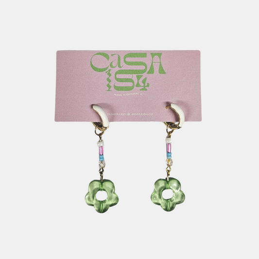 Green Flower Earrings