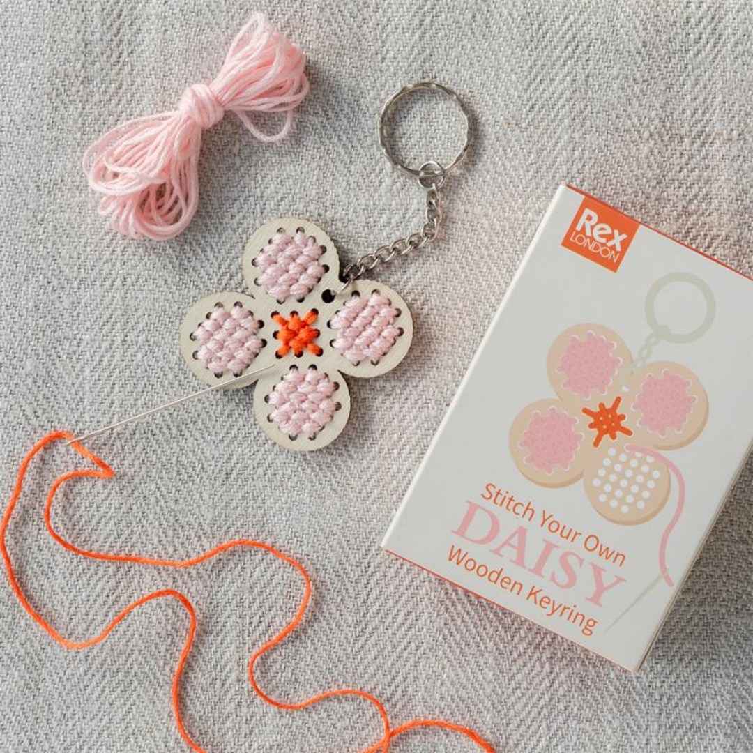 Stitch Your Own Daisy Wooden Keyring Kit