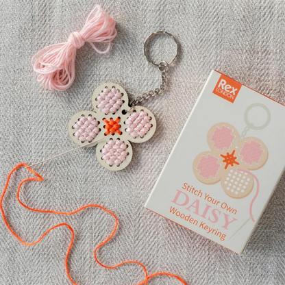 Stitch Your Own Daisy Wooden Keyring Kit