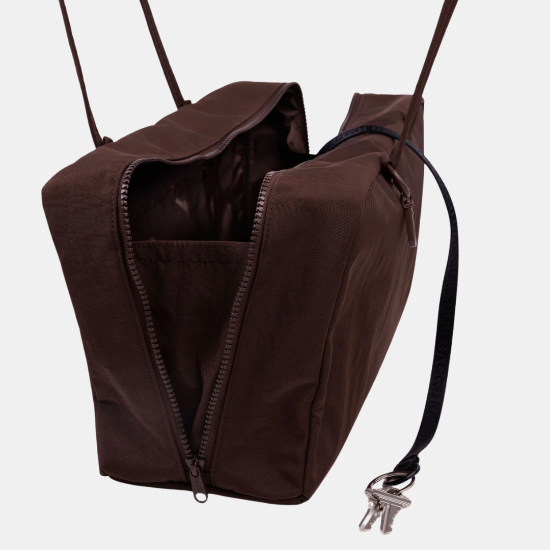 Coffee Medium Nylon Bowler Bag
