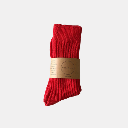 Cherry Red Ribbed Socks