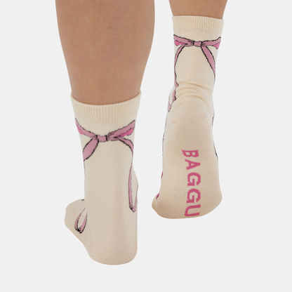 Pink Bow Crew Socks