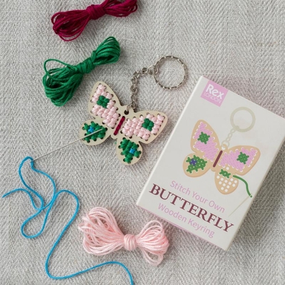 Stitch Your Own Butterfly Wooden Keyring Kit
