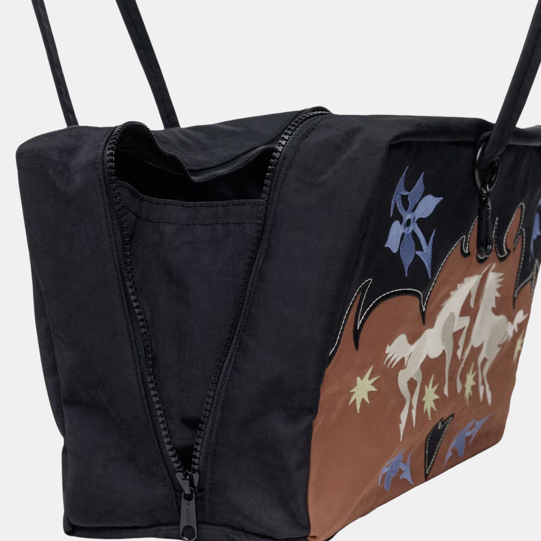 Western Applique Medium Nylon Bowler Bag