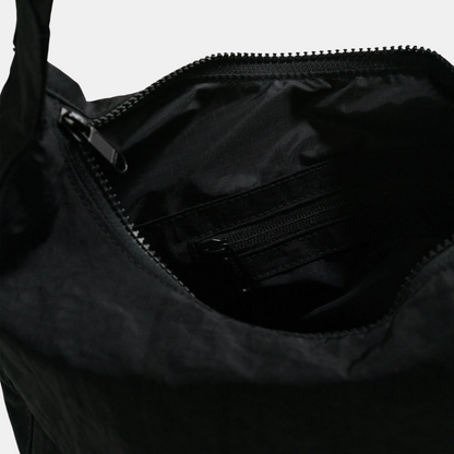 Black Medium Nylon Crescent Bag