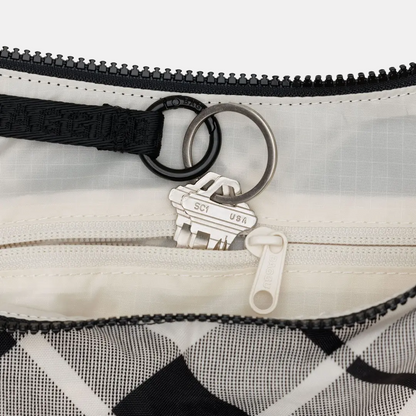 Mixed Plaid Medium Nylon Crescent Bag