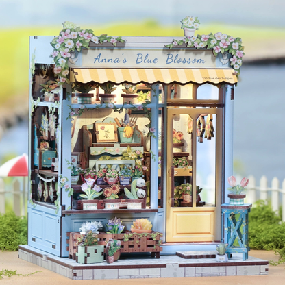 Blue Blossom Flower Shop Book Nook DIY Miniature Kit