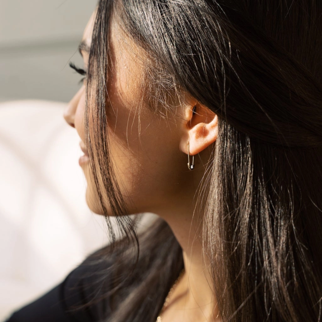 Silver Safety Pin Hoops