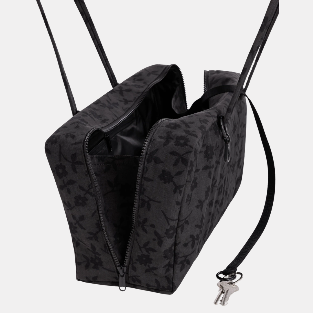Charcoal Ditsy Floral Medium Nylon Bowler Bag
