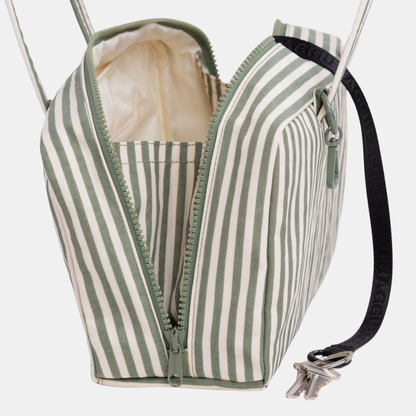 Sage Stripe Small Nylon Bowler Bag