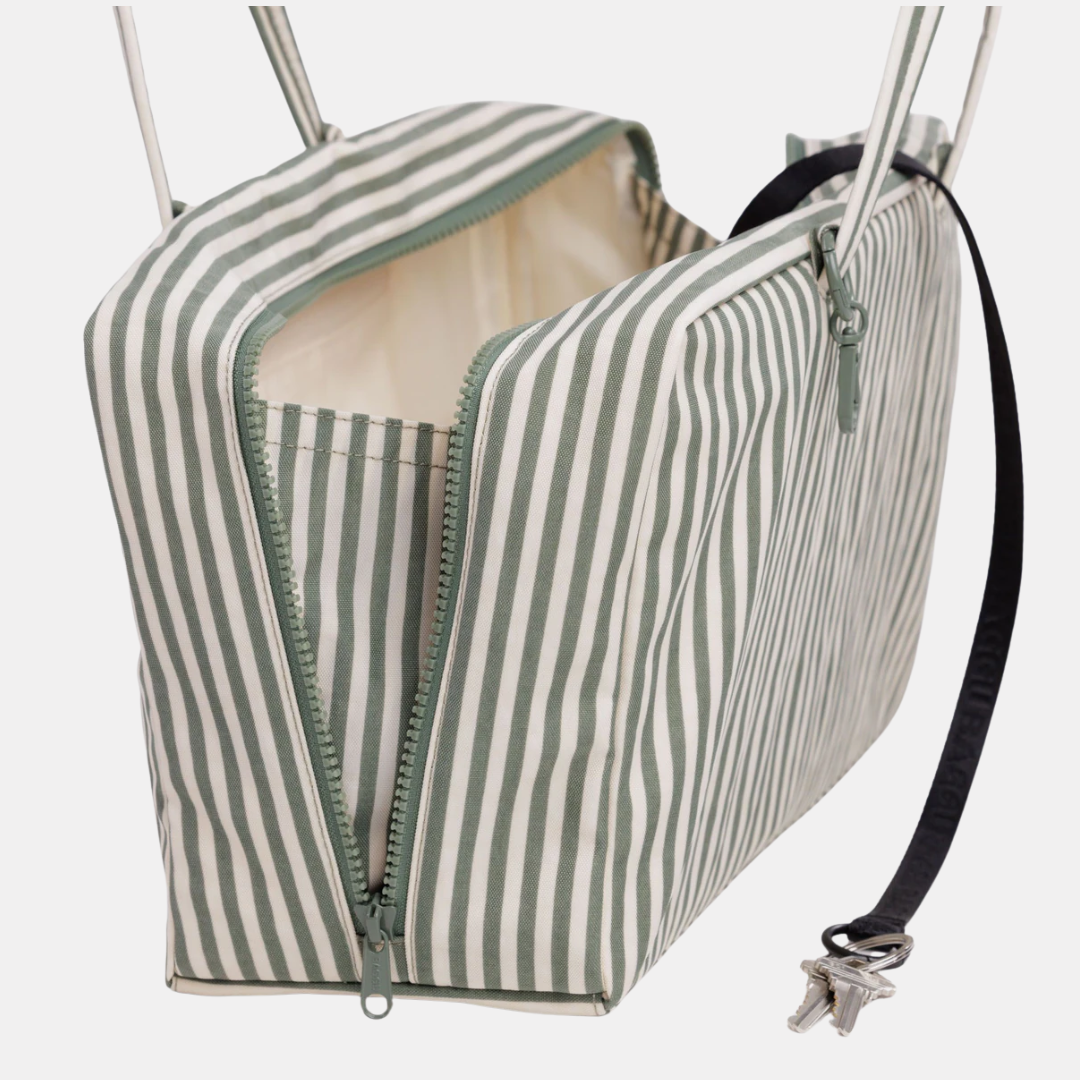 Sage Stripe Medium Nylon Bowler Bag