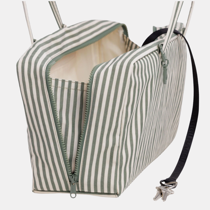 Sage Stripe Medium Nylon Bowler Bag