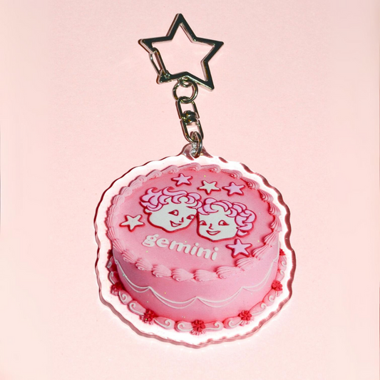 Gemini Cake Glitter Keychain