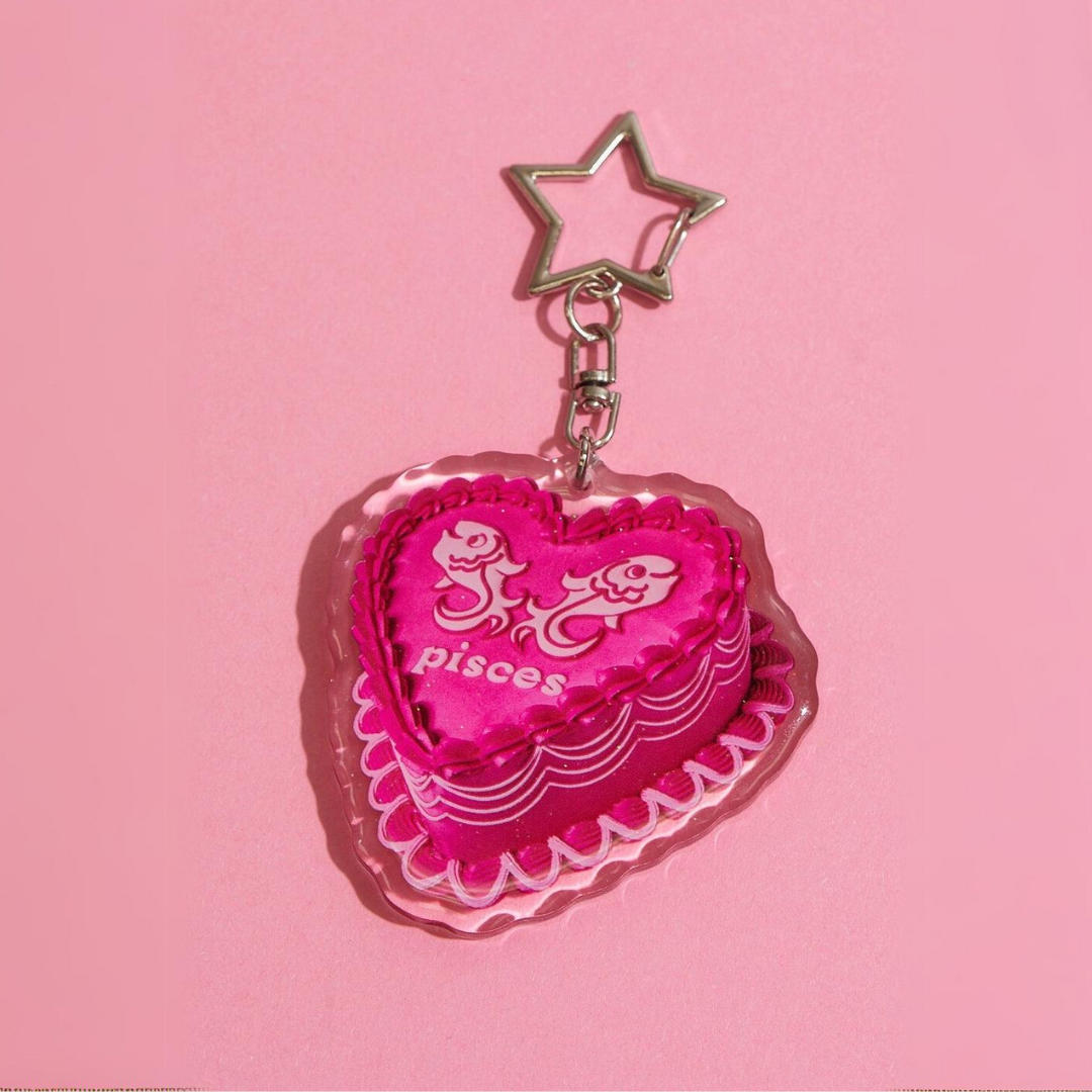 Pisces Cake Glitter Keychain