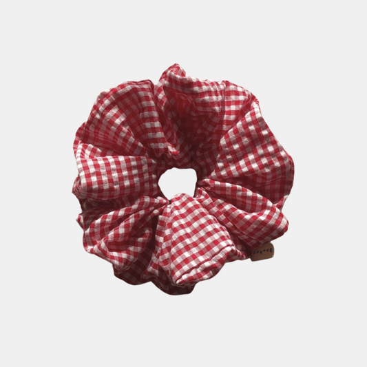 Oversized Red Gingham Scrunchie